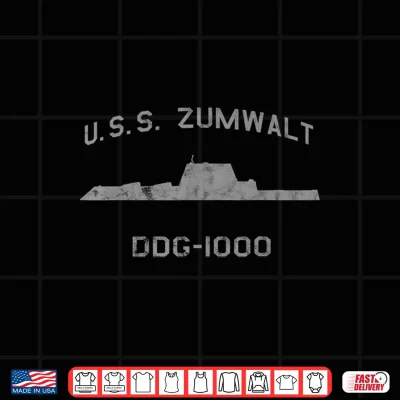 Design USS Zumwalt DDG 1000 Destroyer Ship Waterline Tee