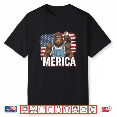 America Bigfoot Patriotic Usa Eagle Sasquatch Shirt