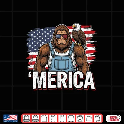 Design America Bigfoot Patriotic USA Eagle Sasquatch Shirt