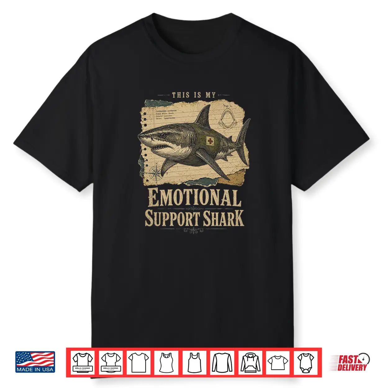 Emotional Support Shark Vintage Funny Sea Creature Ocean Premium Tri Blend Shirt Emotional Support Shark Vintage Funny Sea Creature Ocean Premium Tri Blend Shirt