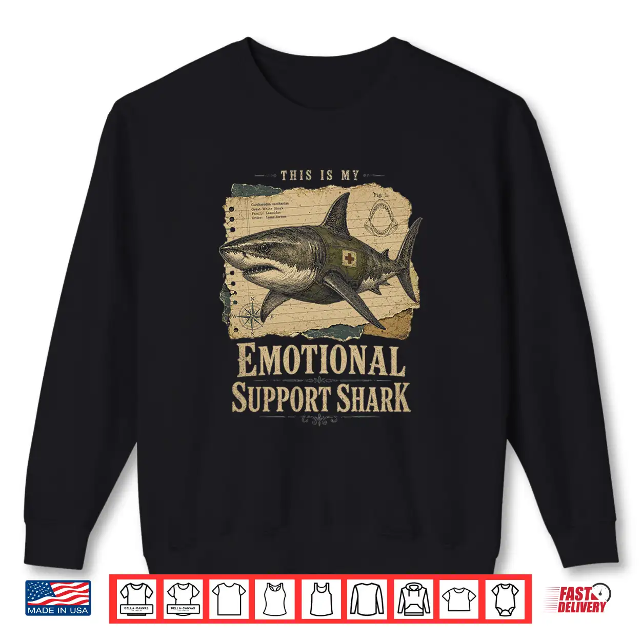 Emotional Support Shark Vintage Funny Sea Creature Ocean Premium Tri Blend Shirt Emotional Support Shark Vintage Funny Sea Creature Ocean Premium Tri Blend Shirt