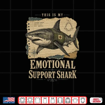 Emotional Support Shark Vintage Funny Sea Creature Ocean Premium Tri Blend Shirt 4 Design Emotional Support Shark Vintage Funny Sea Creature Ocean Premium Tri Blend Shirt