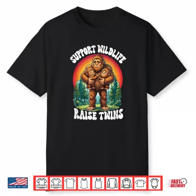 Support Wildlife Raise Twins Bigfoot Sasquatch Twin Parent Shirt