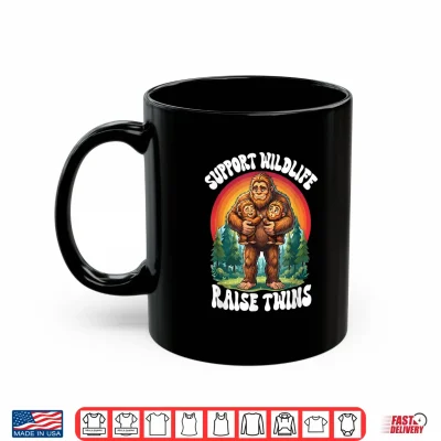 Mug Support Wildlife Raise Twins Bigfoot Sasquatch Twin Parent Shirt