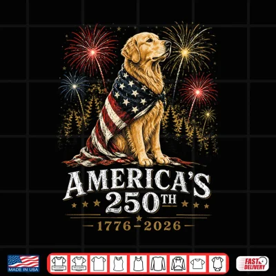 Design Golden Retriever Americas 250th Anniversary 1776 2026 Shirt