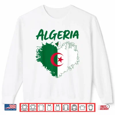 Algerian Flag Heritage Outfit Idea For Kids Algeria Themed Shirt 2 Sweatshirt Algerian Flag Heritage Outfit Idea for Kids Algeria Themed Shirt
