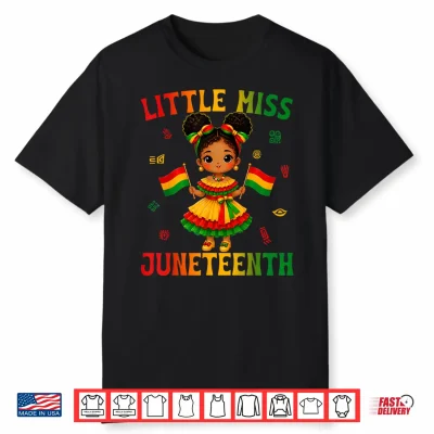 Cute Little Miss Juneteenth Black African Girl Kids Toddlers Shirt