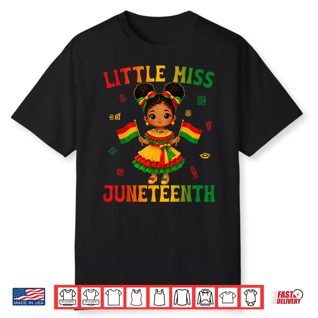 Cute Little Miss Juneteenth Black African Girl Kids Toddlers Shirt Cute Little Miss Juneteenth Black African Girl Kids Toddlers Shirt