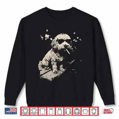 Sweatshirt Funny Dog Smoking Goldendoodle Cigarette Cool Dog Design Shirt
