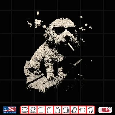 Design Funny Dog Smoking Goldendoodle Cigarette Cool Dog Design Shirt