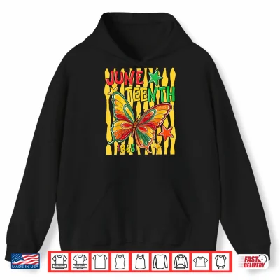 Hoodie Striped Juneteenth Butterfly African American 1865 Shirt