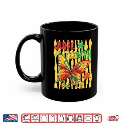 Mug Striped Juneteenth Butterfly African American 1865 Shirt
