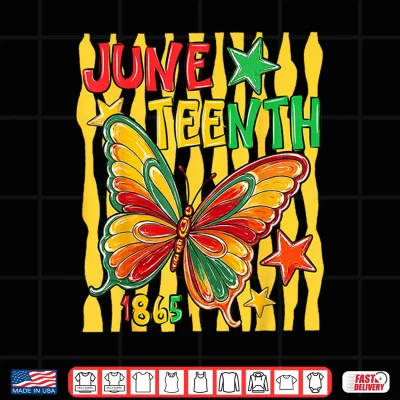 Design Striped Juneteenth Butterfly African American 1865 Shirt