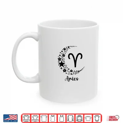 Mug Aries Astrology And Aries Zodiac Moon Stars Flowers Aries Shirt