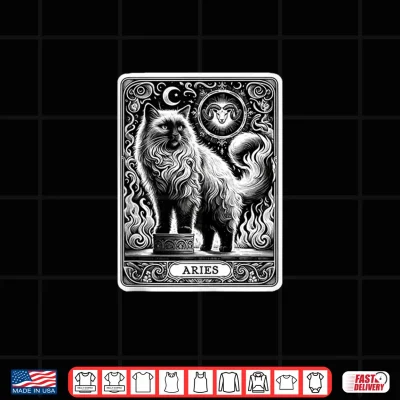 Design Aries Cat Celestial Zodiac Tarot Astrology Cats Shirt