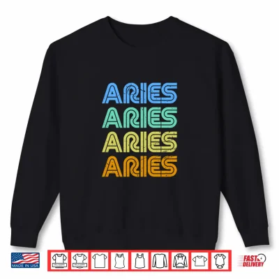 Sweatshirt Aries Vintage Retro Zodiac Sign Aries Birthday Design Shirt