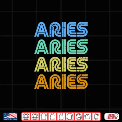 Design Aries Vintage Retro Zodiac Sign Aries Birthday Design Shirt