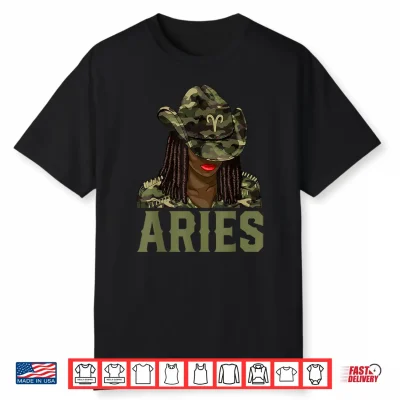 Aries Western Black Cowgirl Camo African American Zodiac Shirt