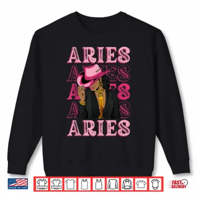 Sweatshirt Aries Western Black Cowgirl African American Zodiac Shirt