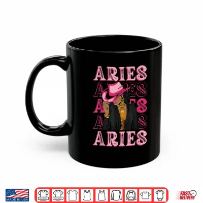 Mug Aries Western Black Cowgirl African American Zodiac Shirt