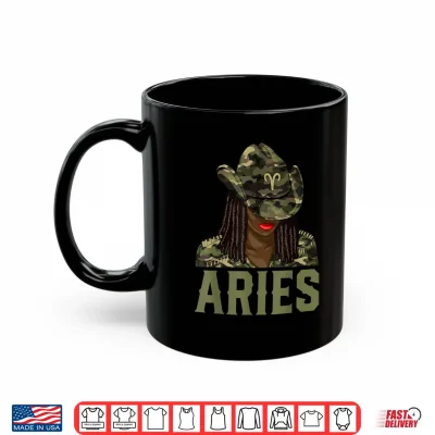 Mug Aries Western Black Cowgirl Camo African American Zodiac Shirt