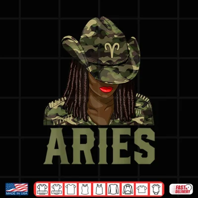 Design Aries Western Black Cowgirl Camo African American Zodiac Shirt