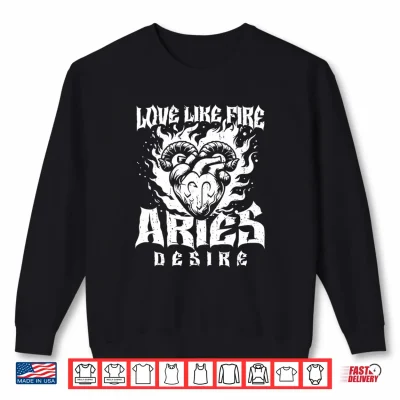 Sweatshirt Aries Zodiac Star Sign Horoscope Fire Love Shirt