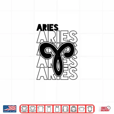 Design Aries Zodiac Typography Retro Vintage Astrology Shirt