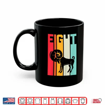 Mug Kids 8th Birthday Aries Zodiac Retro Girl Boy 8 years old Shirt