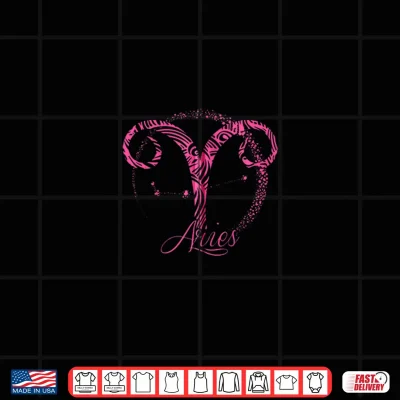 Design Pink Aries Zodiac Sign Stars March or April Birthday Gift Shirt