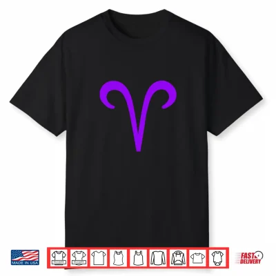 Vintage Aries Birthday Sign Zodiac Symbol Purple Shirt