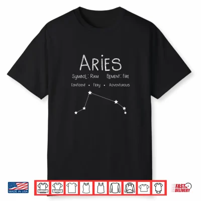 Womens Vintage Distressed Aries Symbol Zodiac Sign Birthday Gift Shirt