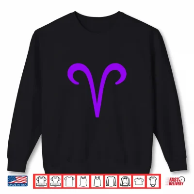 Sweatshirt Vintage Aries Birthday Sign Zodiac Symbol Purple Shirt
