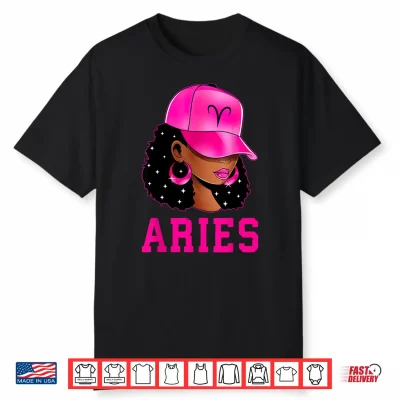 Aries Queen Sassy Black Woman Afro Girl Zodiac Sign Shirt