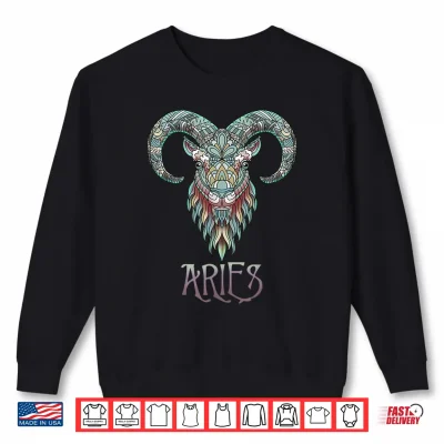 Sweatshirt Aries Ram Aztec Zodiac March April Birthday Astrology Sign Shirt