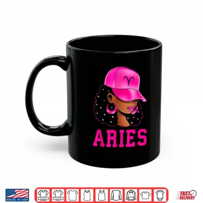 Mug Aries Queen Sassy Black Woman Afro Girl Zodiac Sign Shirt