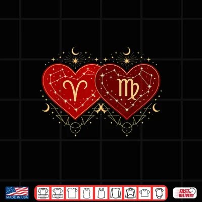 Design Aries Virgo Love Shirt Zodiac Valentines Day Astrological Shirt