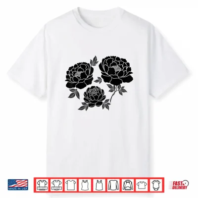 Dark Peony Gothic Botanical Cottagecore Flower Shirt