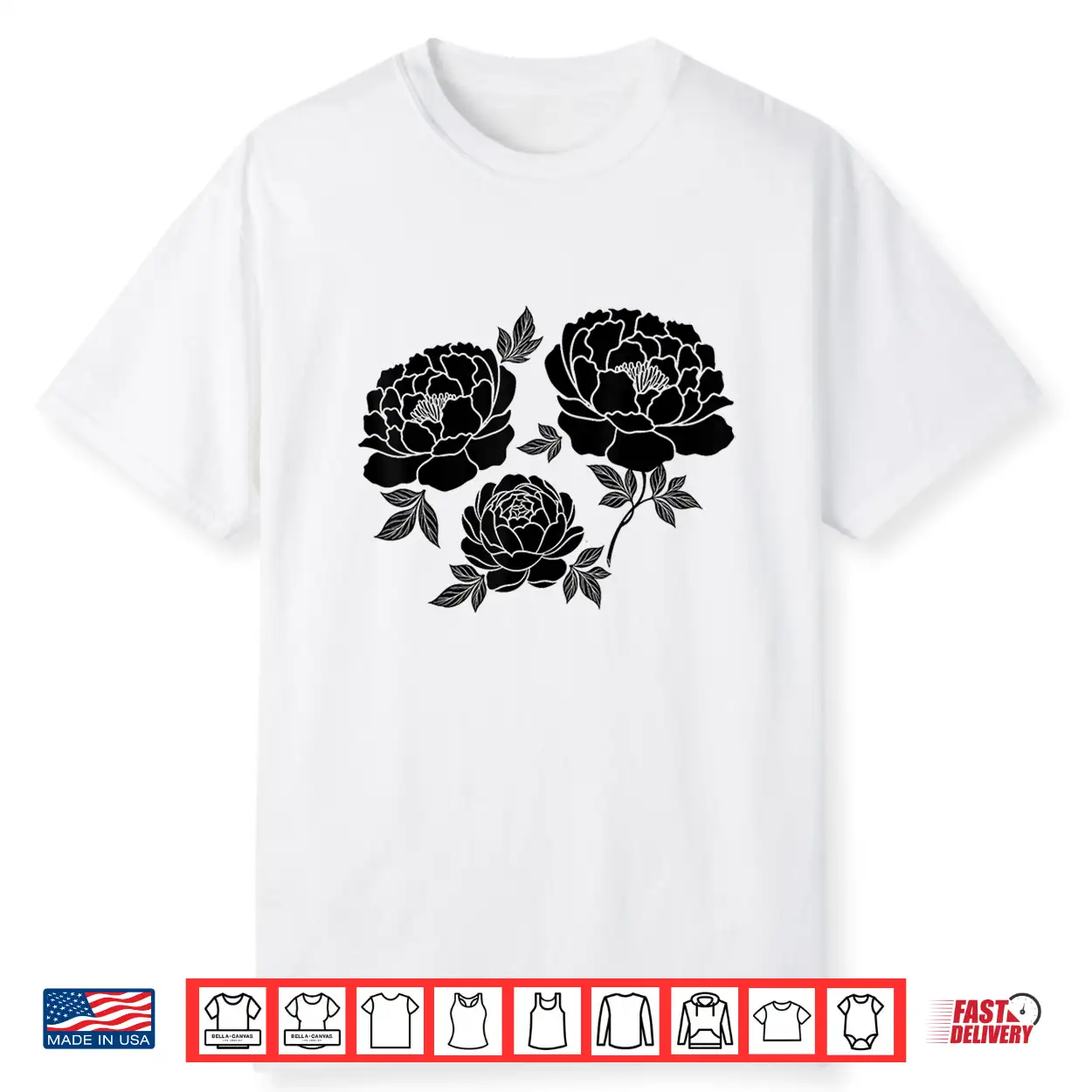 Dark Peony Gothic Botanical Cottagecore Flower Shirt