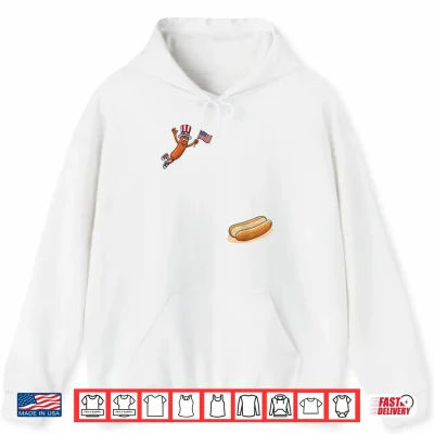 Hoodie Hotdog Freedom Dive Funny Uncle Sam Hot Dog Jumping Into Bun Shirt 1