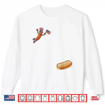 Sweatshirt Hotdog Freedom Dive Funny Uncle Sam Hot Dog Jumping Into Bun Shirt 1