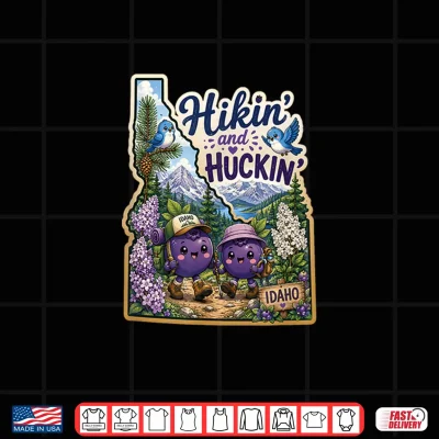 Design Idaho Hikin and Huckin Kawaii Huckleberry Adventure Design Shirt 1