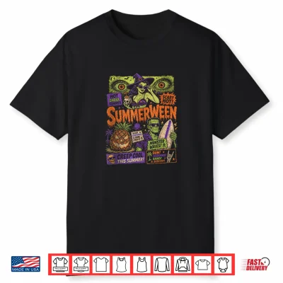 Punk Funny Witch Monster Frankenstein Summerween Beach Trips Shirt