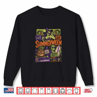 Sweatshirt Punk Funny Witch Monster Frankenstein Summerween Beach Trips Shirt 1