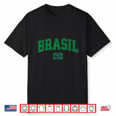 Retro Vintage Brasil   Women Men Kids Flag Of Brazil Shirt