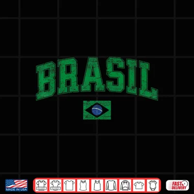 Design Retro Vintage Brasil Women Men Kids Flag of Brazil Shirt 1