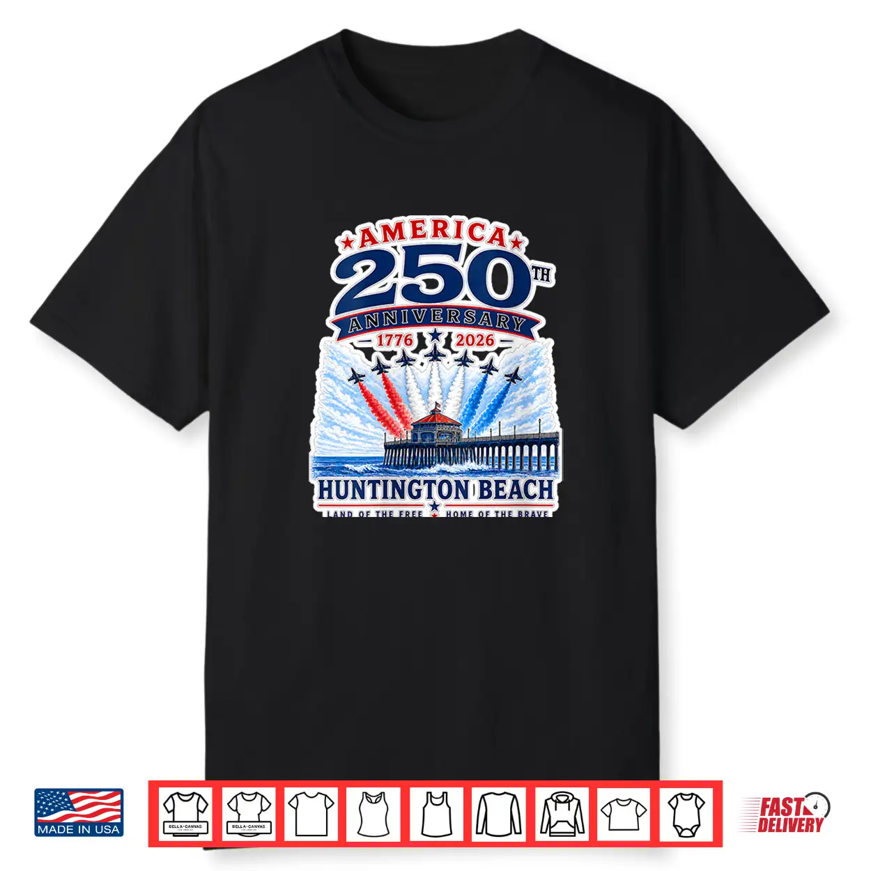 Women’S Huntington Beach America 250Th Patriotic Pier Airshow V Neck Shirt Women’S Huntington Beach America 250Th Patriotic Pier Airshow V Neck Shirt