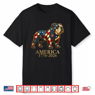 English Bulldog Mosaic America 1776 2026 4Th Of July Dog Shirt