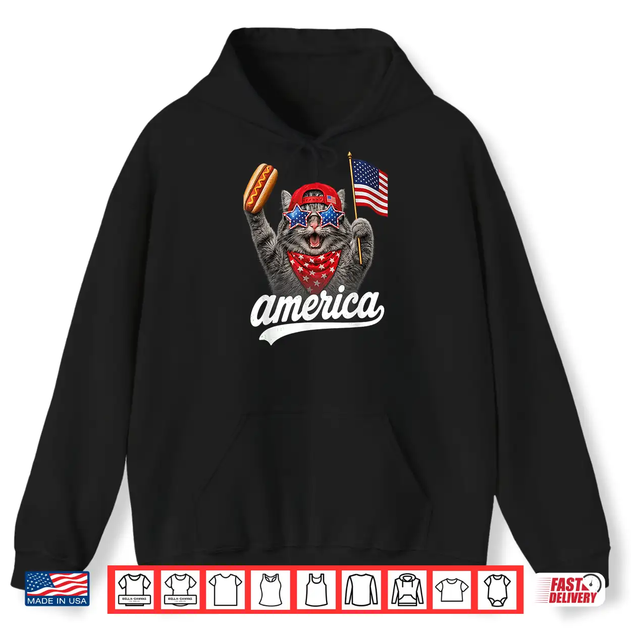Funny Cat & Hot Dog Patriotic Cat Usa Flag Shirt Funny Cat & Hot Dog Patriotic Cat Usa Flag Shirt