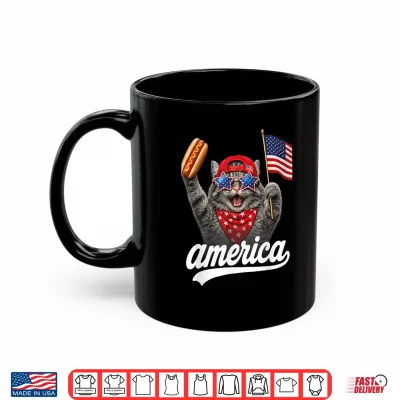 Funny Cat & Hot Dog Patriotic Cat Usa Flag Shirt 3 Mug Funny Cat Hot Dog Patriotic Cat USA Flag Shirt